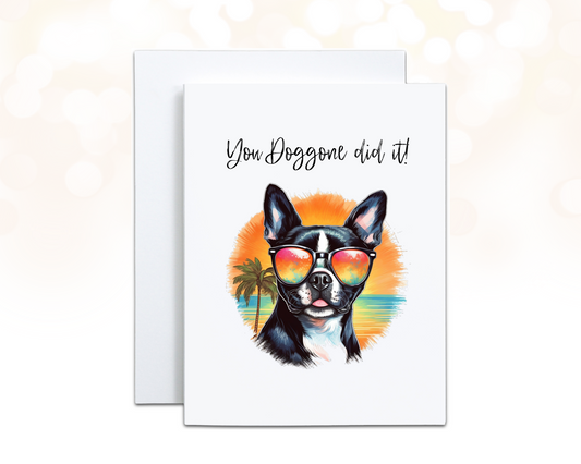 Boston Terrier Beach Dog Congratulations Card