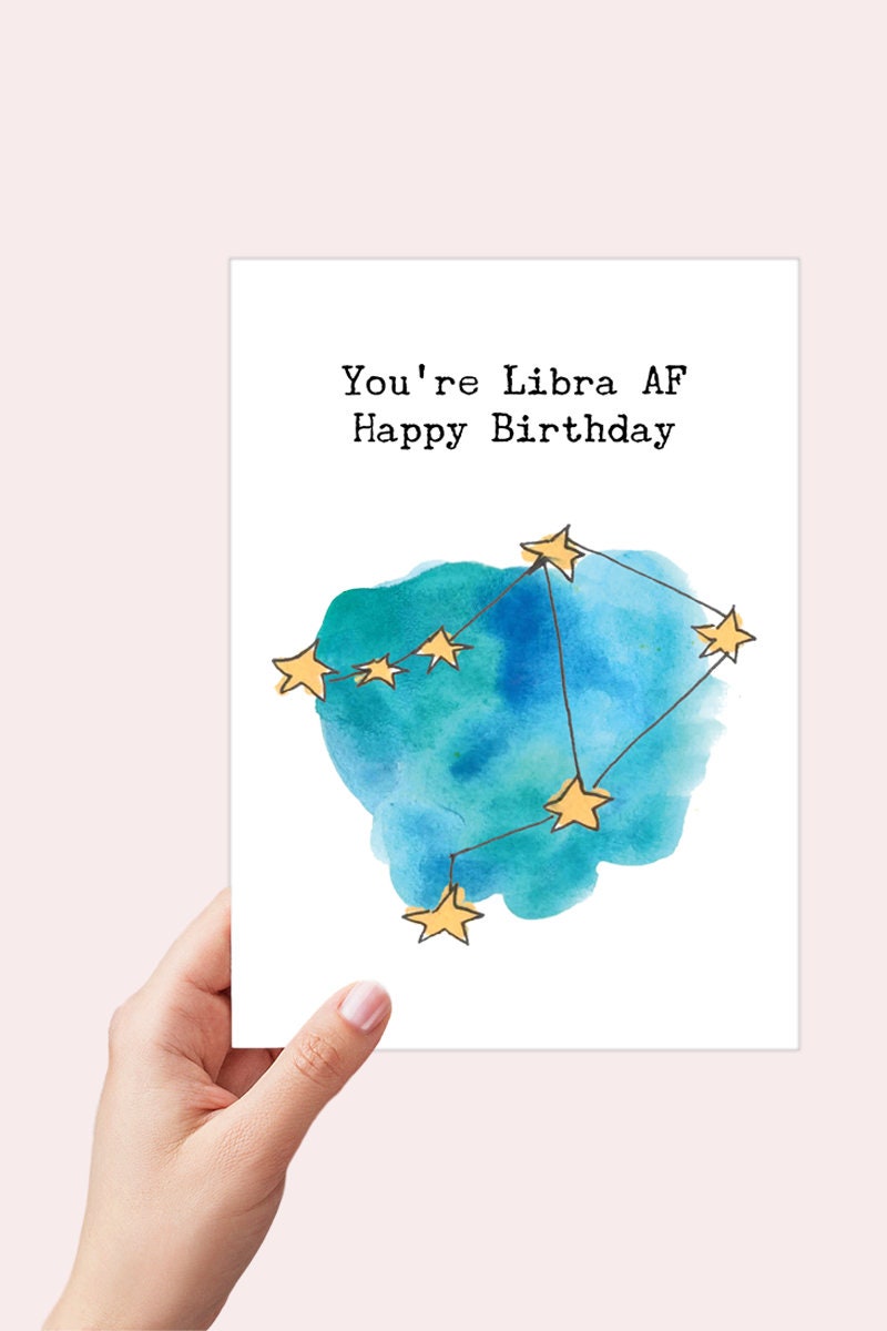 Libra AF Constellation Funny Birthday Card Printable Digital