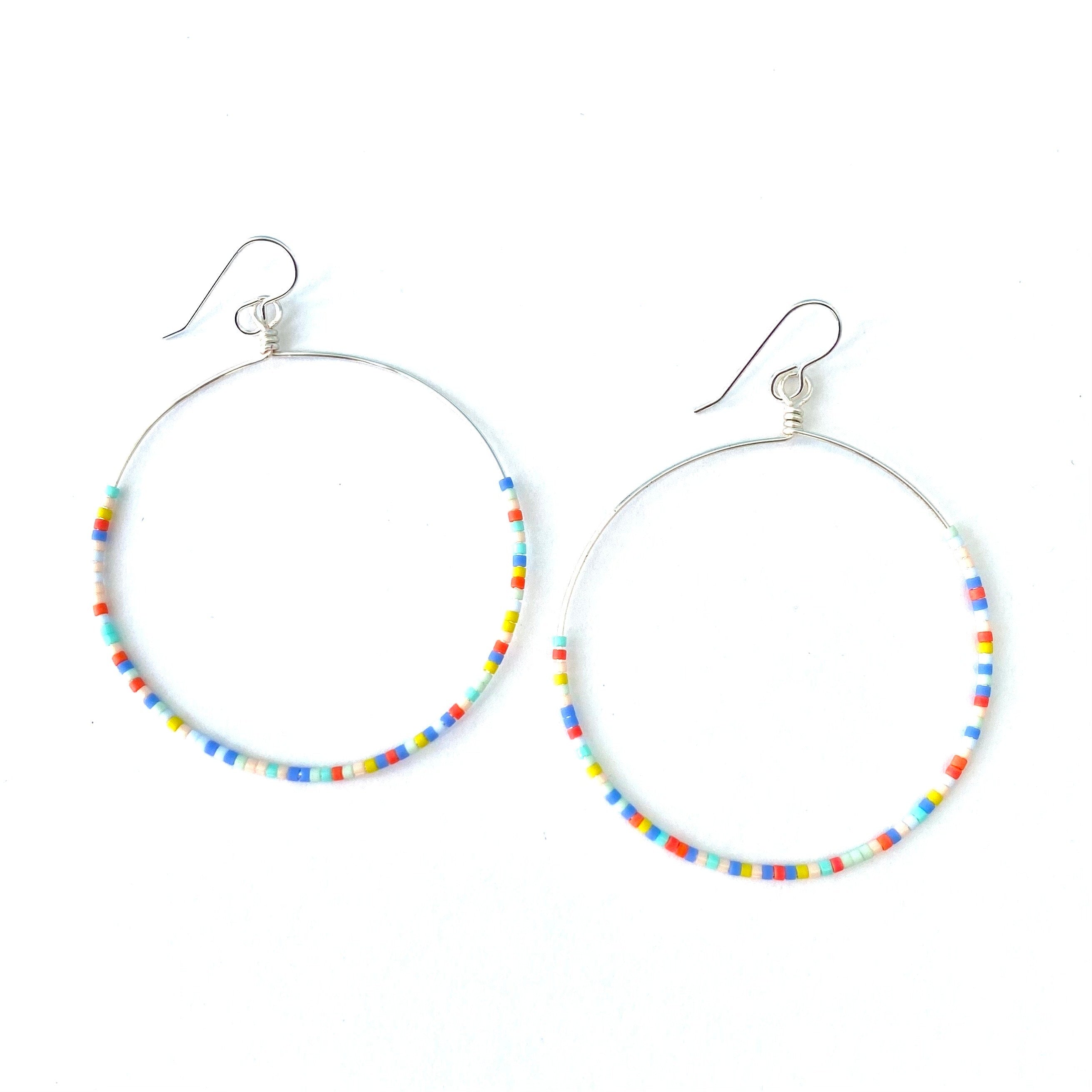 Multi colored deals beaded hoop earrings